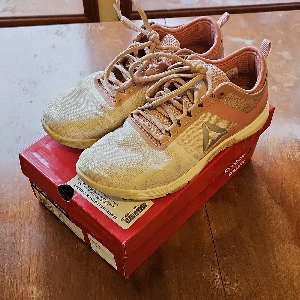 Reebok Beige and Pink Athletic Shoes